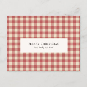 Postal Festiva Navidades rusos rojos de Gingham modernos