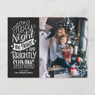 Postal Festiva Navidades Rustic Chalkboard O Holy Night Lyrys