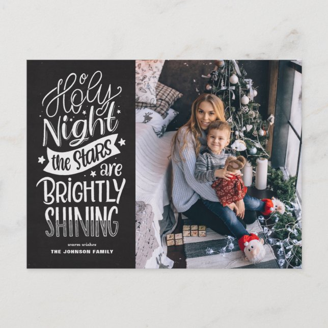 Postal Festiva Navidades Rustic Chalkboard O Holy Night Lyrys (Anverso)