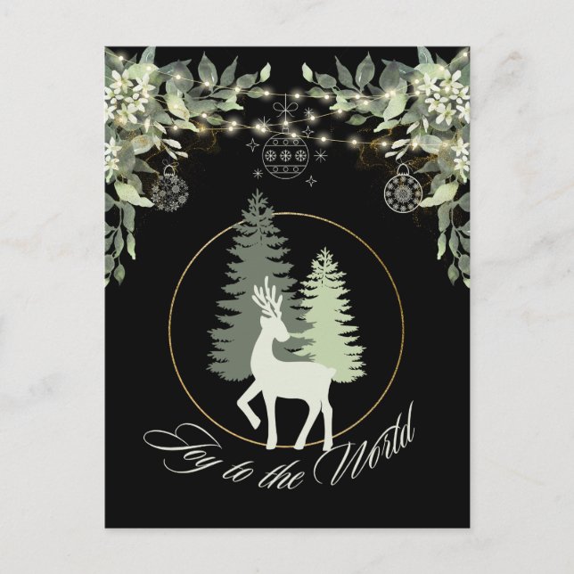 Postal Festiva Navidades rústicos árboles de paisajes de invierno (Anverso)