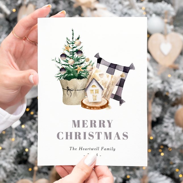 Postal Festiva Navidades Rústicos de Watercolor Farmhouse (Subido por el creador)