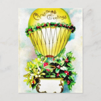 Postal Festiva Navidades saludando con globo navidades