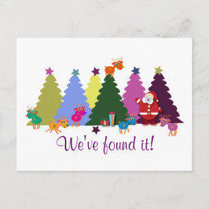 Postal Festiva Navidades saludando postales: Santa y sus ciervos