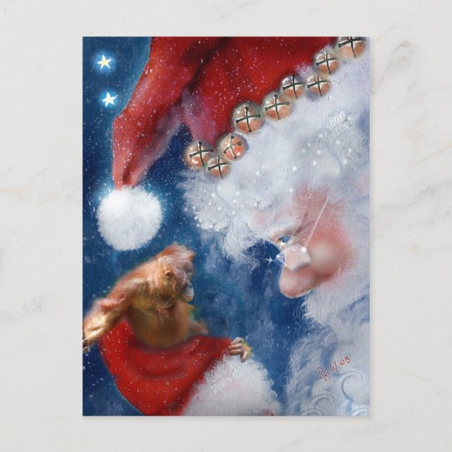 Postal Festiva Navidades Santa ama a los animales (Anverso)