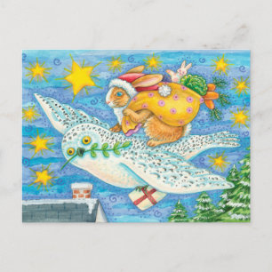 Postal Festiva Navidades Santa Bunny
