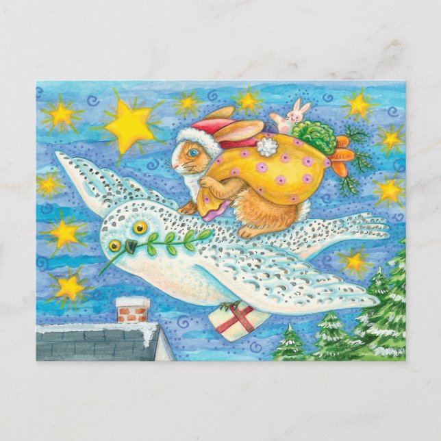 Postal Festiva Navidades Santa Bunny (Anverso)