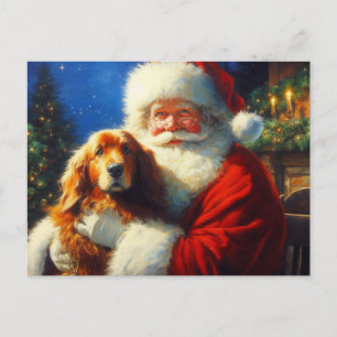 Postal Festiva Navidades Santa Claus con perros 4
