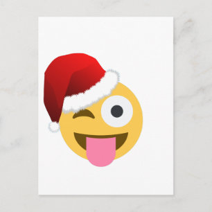 Postal Festiva navidades santa claus emoji guiñada por el ojo