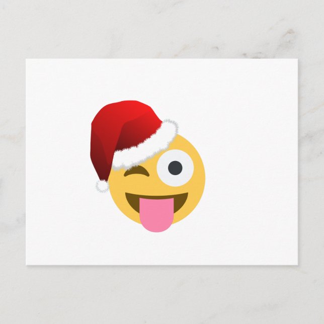 Postal Festiva navidades santa claus emoji guiñada por el ojo (Anverso)
