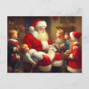 Postal Festiva Navidades Santa con niños 3
