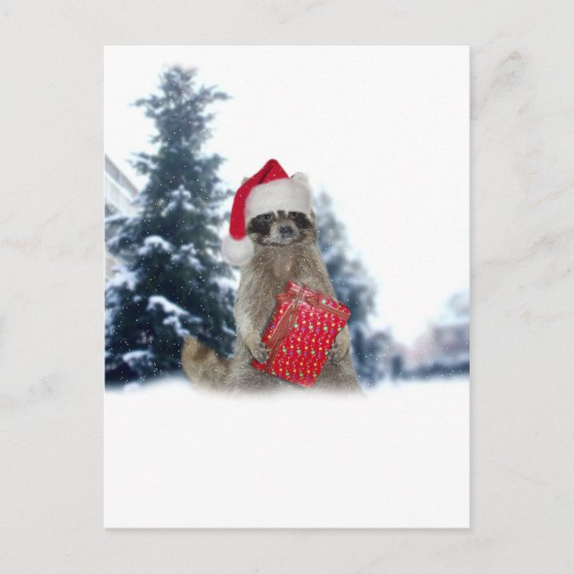 Postal Festiva Navidades Santa Raccoon Bandit (Anverso)
