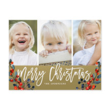 Navidades Script Berries 3 Photo Holiday