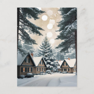 Postal Festiva Navidades se preguntan por el pueblo en el bosque 