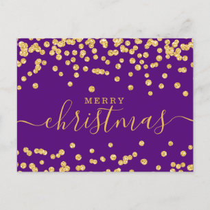 Postal Festiva Navidades sencillos de ORO Purpurina Purple