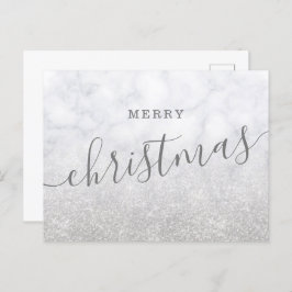 Postal Festiva Navidades sencillos de plata vacaciones Purpurina 