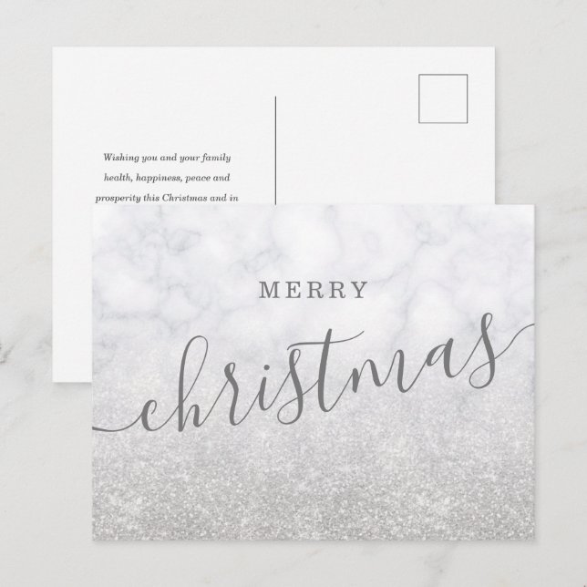 Postal Festiva Navidades sencillos de plata vacaciones Purpurina  (Anverso / Reverso)