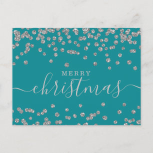 Postal Festiva Navidades sencillos de plata vacaciones Purpurina 