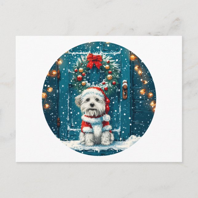 Postal Festiva Navidades Shih Tzu Dogs (Anverso)