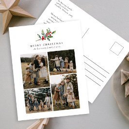 Postal Festiva Navidades simples acuarela Collage de fotos floral