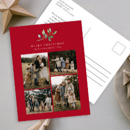 Postal Festiva Navidades simples acuarela Collage de fotos floral