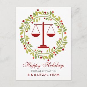 Postal Festiva Navidades simples de abogados de la escala roja Ho