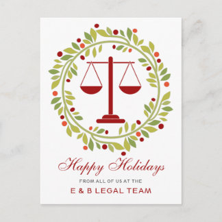 Postal Festiva Navidades simples de abogados de la escala roja Ho