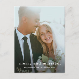 Postal Festiva Navidades simples de fotos merry y casados