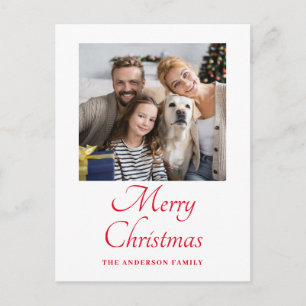 Postal Festiva Navidades simples de guiones rojos fotográficos