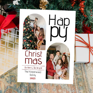 Postal Festiva Navidades simples vacaciones Típografía moderna Fo