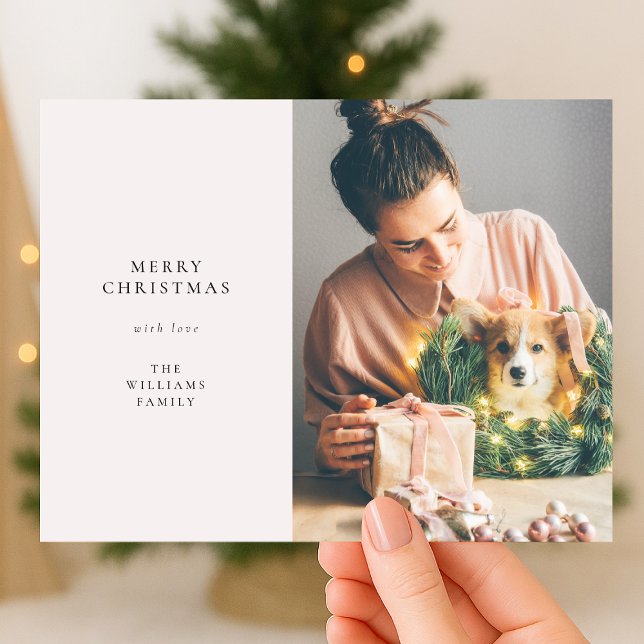 Postal Festiva Navidades simples y elegantes | Foto minimal moder (Mark the most wonderful season with a minimal holiday postcard featuring your favorite memories)