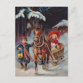 Postal Festiva Navidades Sleigh Postcard