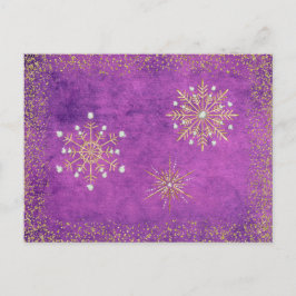Postal Festiva Navidades Snowflakes Purple & Gold