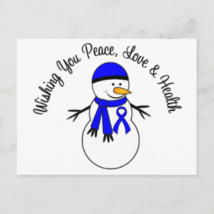 Postal Festiva Navidades Snowman Colon Cancer Ribbon