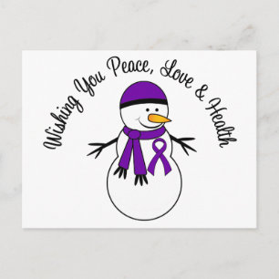 Postal Festiva Navidades Snowman Pancreatic Cancbon Ribbon
