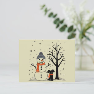 Postal Festiva Navidades Snowman Xmas Dog Winter