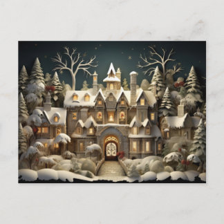 Postal Festiva Navidades Snowy Manor Storybook Wonderland