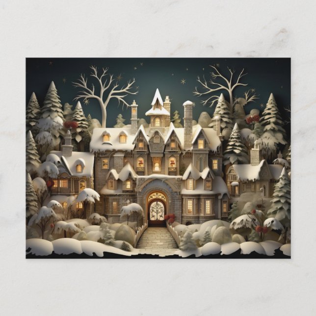 Postal Festiva Navidades Snowy Manor Storybook Wonderland (Anverso)