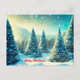 Postal Festiva Navidades Snowy Pine Tree Forest Winter Wonderland