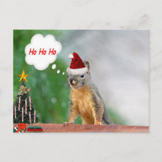 Postal Festiva Navidades Squirrel Saying Ho Ho Ho