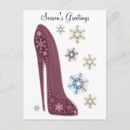 Postal Festiva Navidades Stiletto Shoes y Snowflakes Art