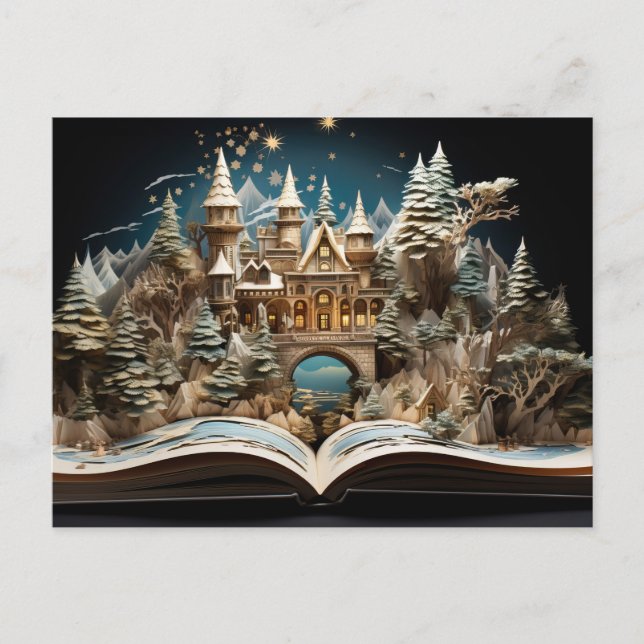 Postal Festiva Navidades Storybook Castle Pop-Up Wonderland (Anverso)