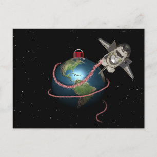 Postal Festiva Navidades STS Santa del transbordador espacial