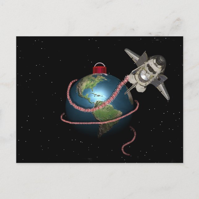 Postal Festiva Navidades STS Santa del transbordador espacial (Anverso)