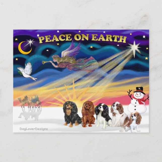 Postal Festiva Navidades Sunrise - Cavalier Kings Charles (cinco) (Anverso)