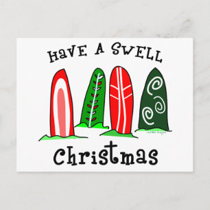 Postal Festiva Navidades surfistas