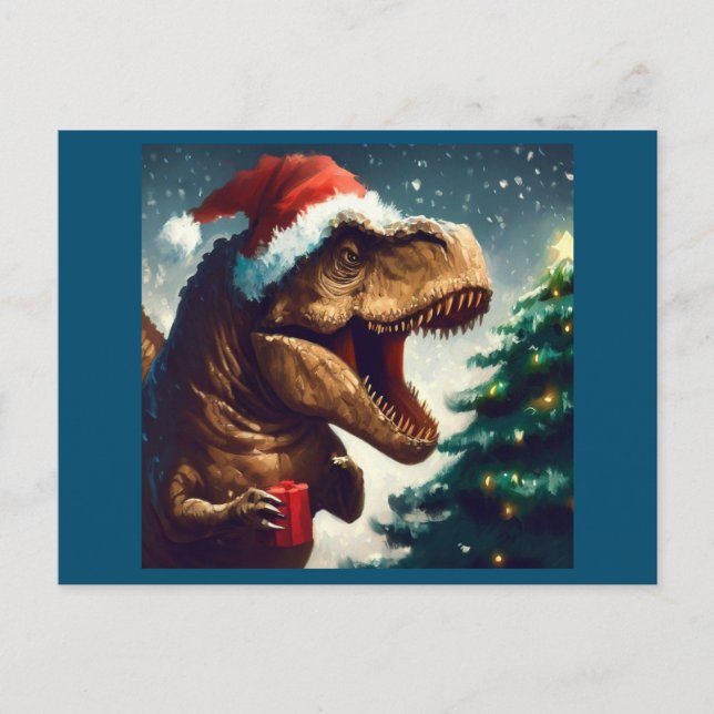 Postal Festiva Navidades T-Rex 1 (Anverso)