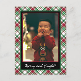 Postal Festiva Navidades Tartan o Plaid Merry & Bright Photo