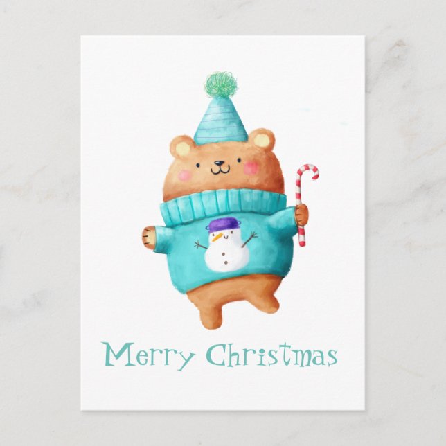 Postal Festiva Navidades Teddy Bear (Anverso)