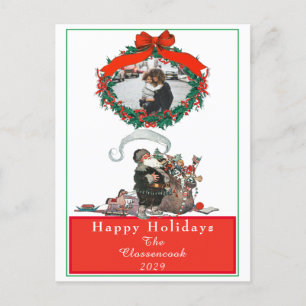 Postal Festiva Navidades tradicionales Vintage Santa Photo Holida