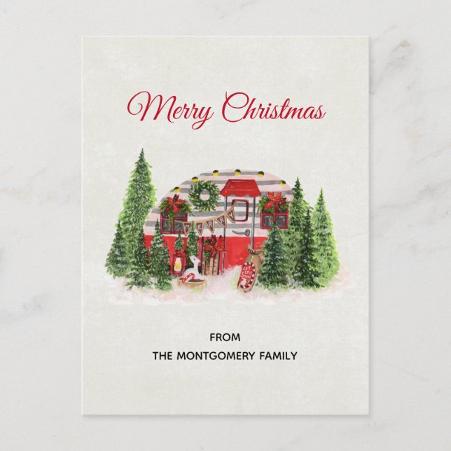Postal Festiva Navidades Trailer Camper Outdoorsy Tema (Anverso)